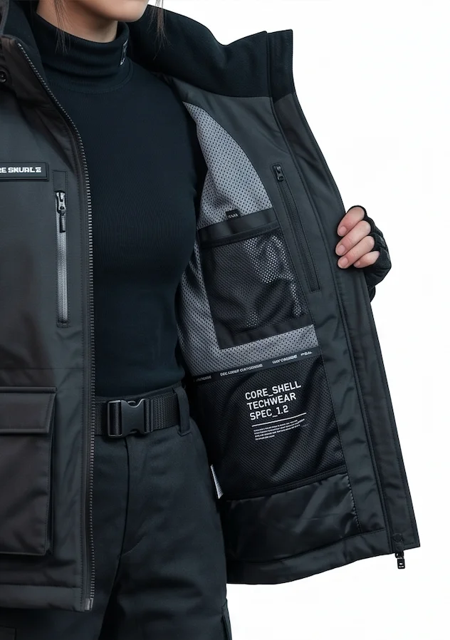 Techwear Utility Parka - Waterproof Tactical Urban Jacket in Matte Charcoal - Image 6