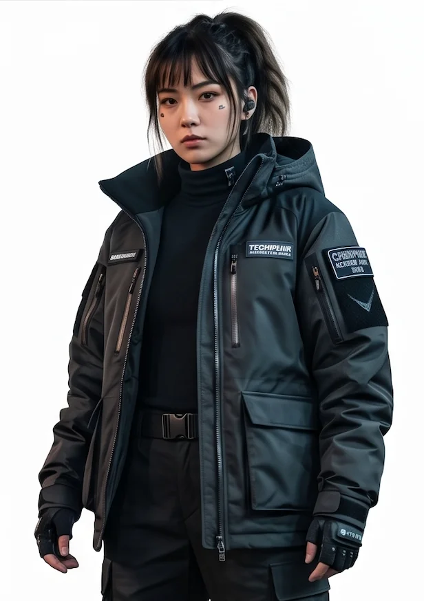 Techwear Utility Parka - Waterproof Tactical Urban Jacket in Matte Charcoal - Image 5