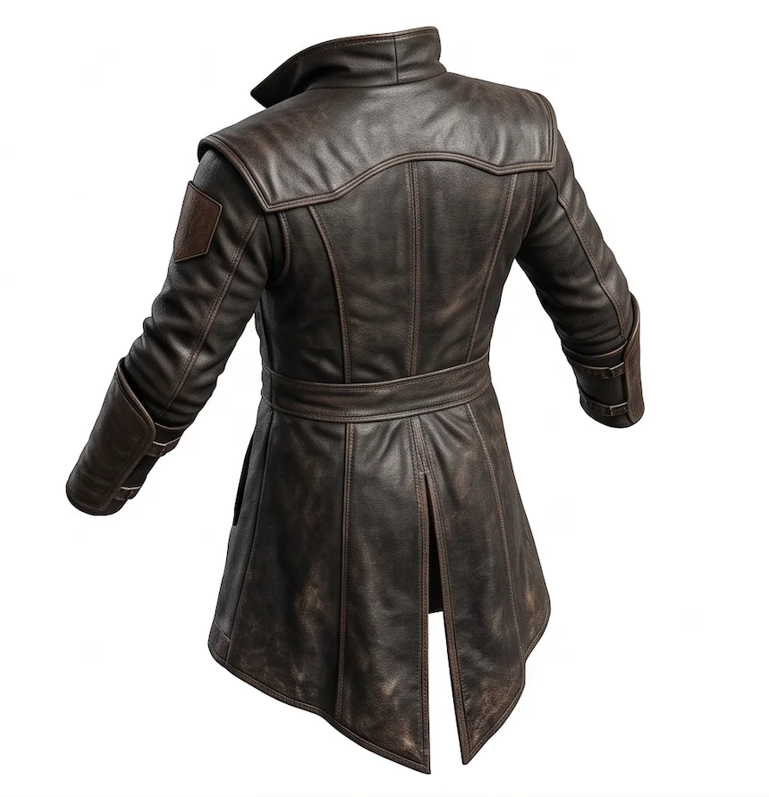 Men’s Distressed Dark Brown Leather Assassin Hooded Jacket - Image 4
