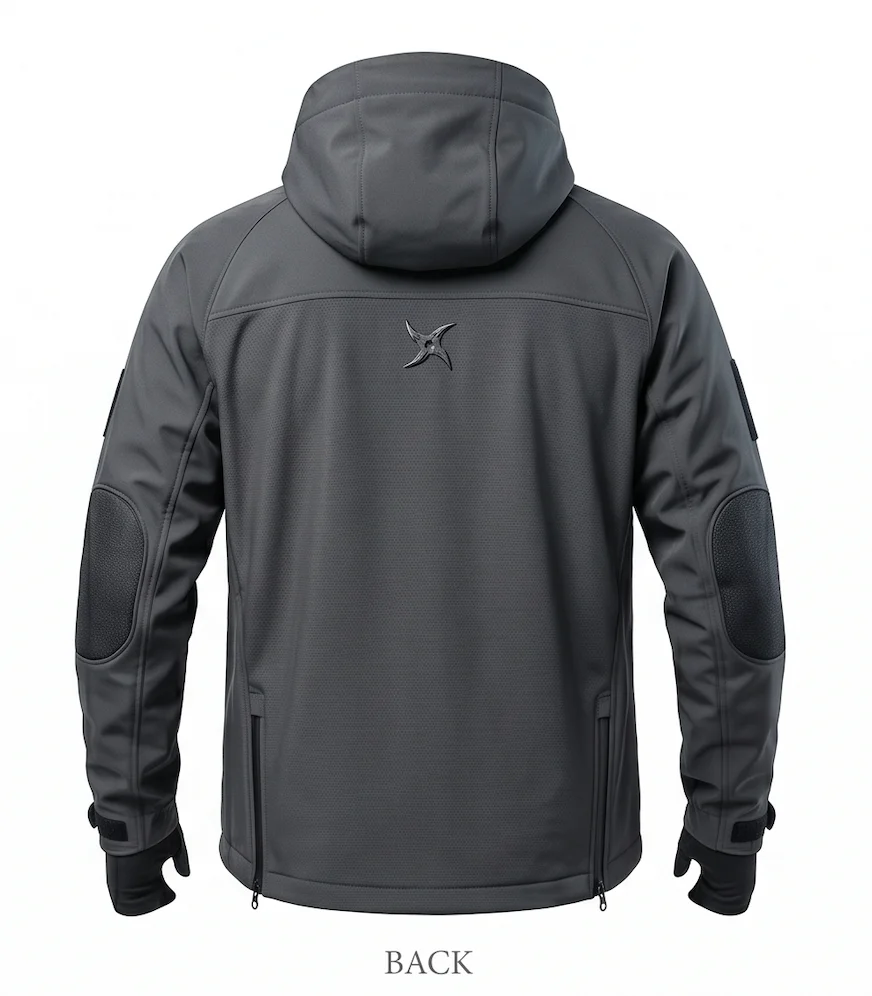 Men's Charcoal Grey Tactical Techwear Jacket – Waterproof Urban Ninja Hooded Outerwear - Image 3