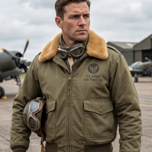Vintage B-10 Flight Jacket in Olive Drab – Military Aviator Bomber Coat
