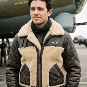 Men’s Vintage ANJ-4 Distressed Brown Shearling Leather Flight Jacket