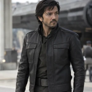Andor Cassian Inspired Black Military Leather Jacket