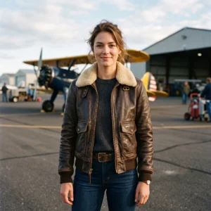 Women’s Classic Aviator Brown Leather Flight Jacket