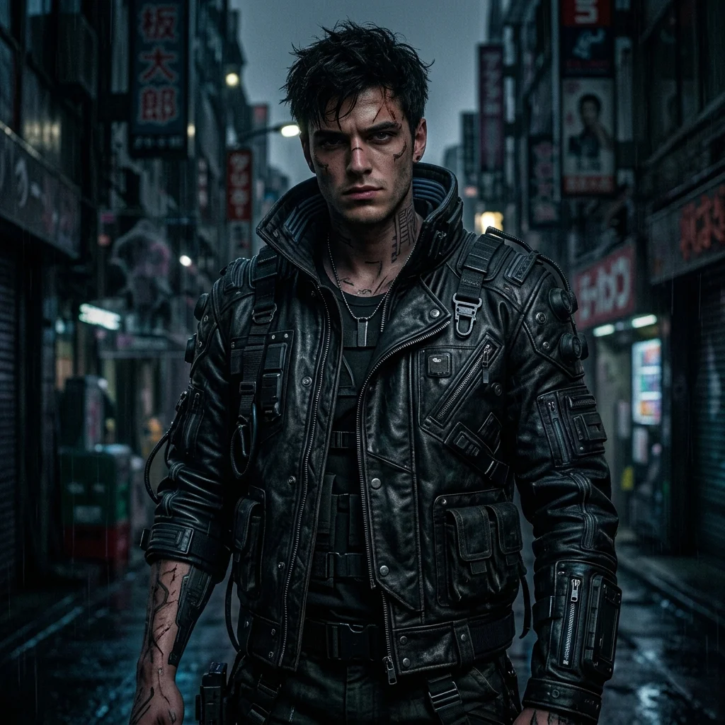 Cyberpunk Black Leather Tactical Jacket