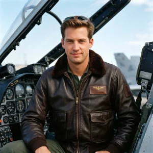 Top Gun Goose Inspired Men's Brown G-1 Bomber Leather Jacket