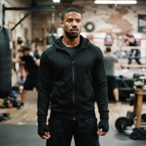Men's Black Training Full-Zip Hoodie Inspired by Adonis Johnson