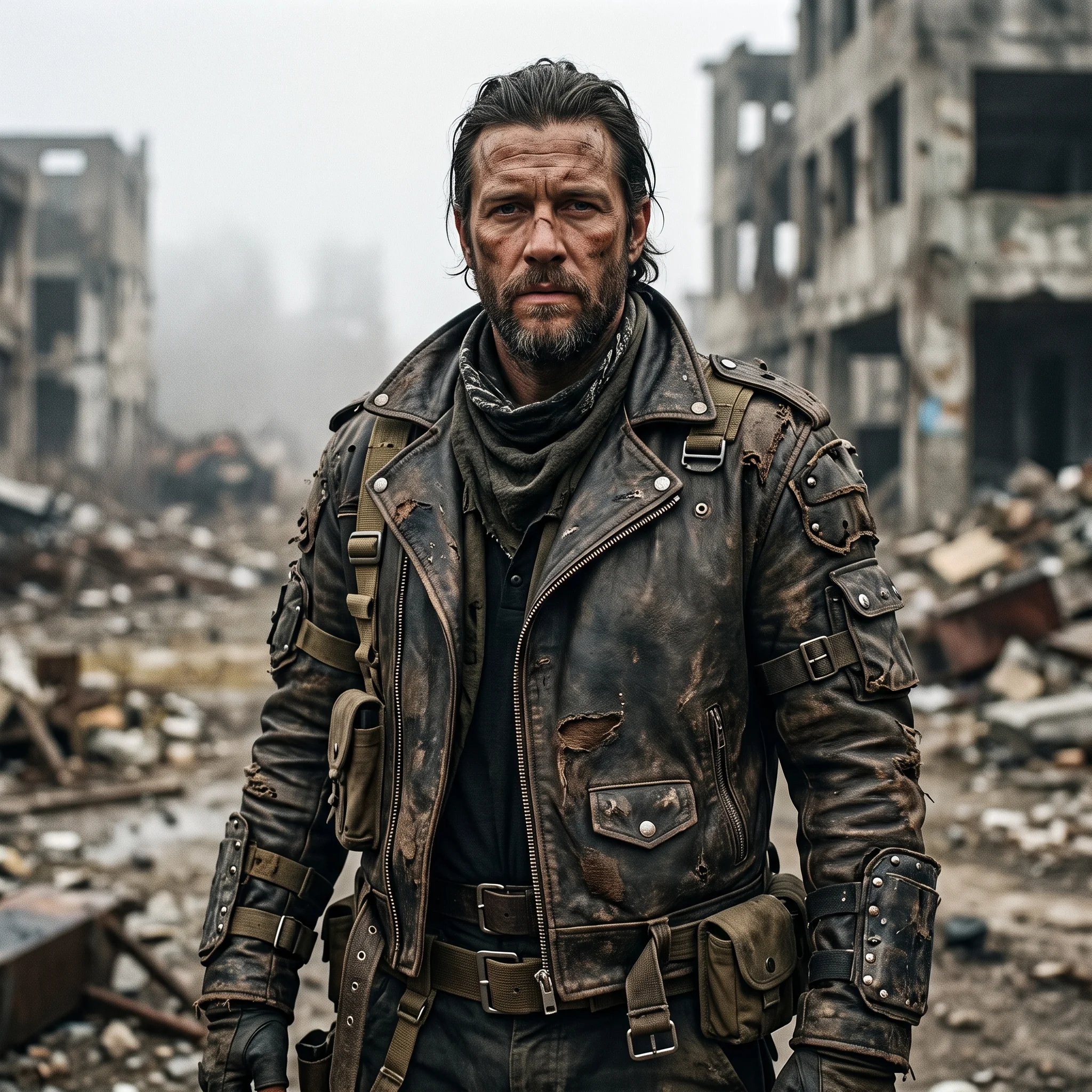 Men's Wasteland Survivor Distressed Leather Jacket
