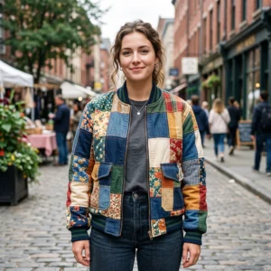 Women's Multicolor Patchwork Flight Bomber Jacket