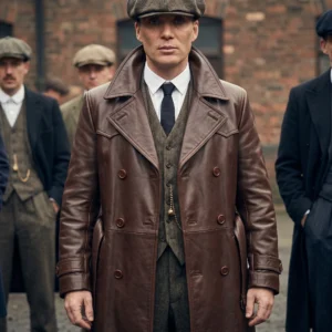Men's Thomas Shelby Inspired Brown Leather Trench Coat