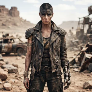 Furiosa Style Distressed Leather Biker Jacket