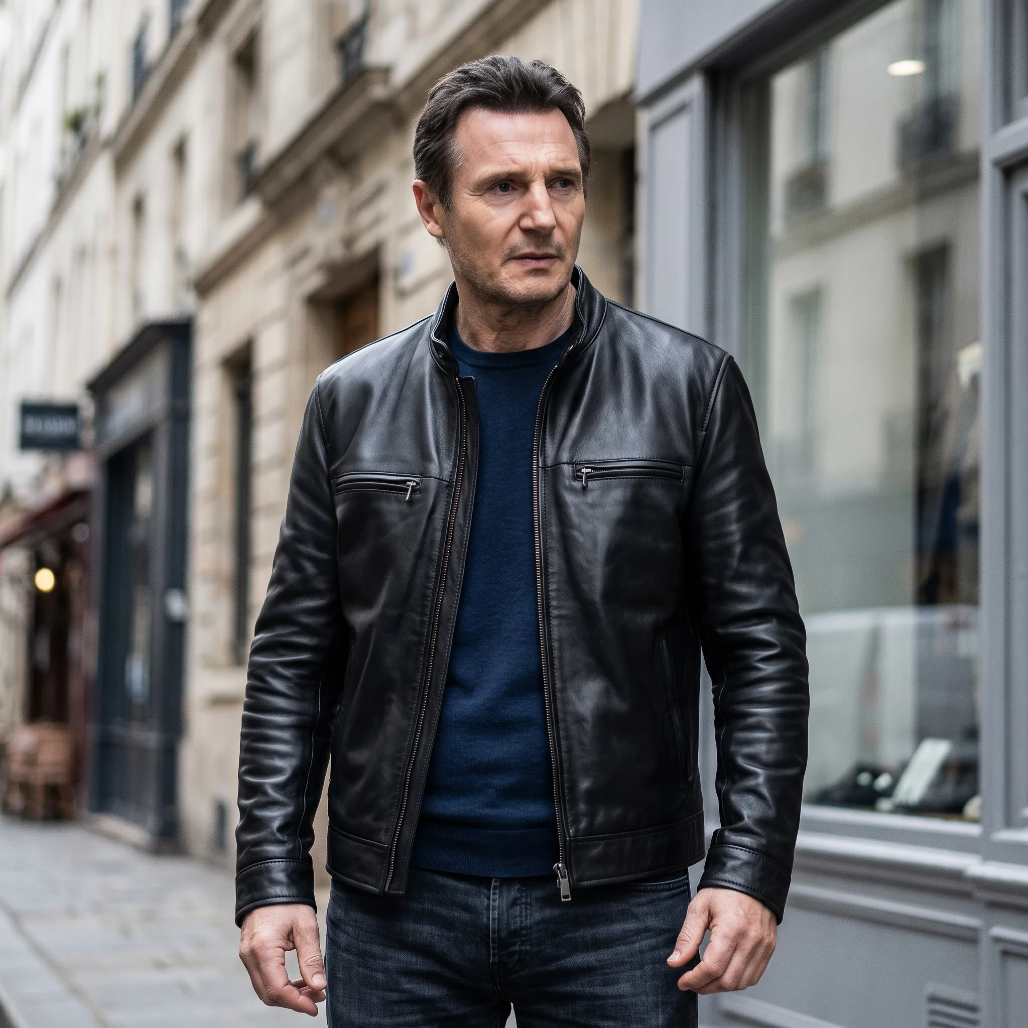 Taken Inspired Bryan Mills Black Leather Jacket