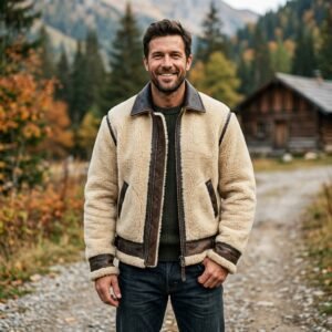 Men's Reversible Shearling & Brown Leather Jacket