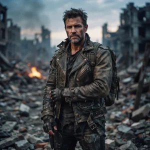 Men's Distressed Post-Apocalyptic Biker Leather Jacket