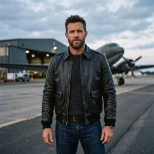 Men’s Black Goatskin Leather Flight Bomber Jacket