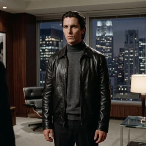 Patrick Bateman Inspired American Psycho Black Leather Jacket