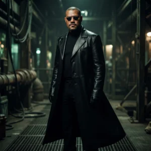 Matrix Inspired Black Long Leather Trench Coat