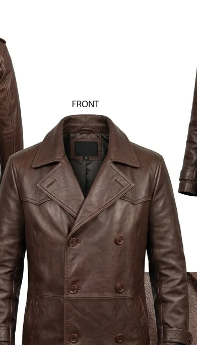 Men's Thomas Shelby Inspired Brown Leather Trench Coat - Image 3