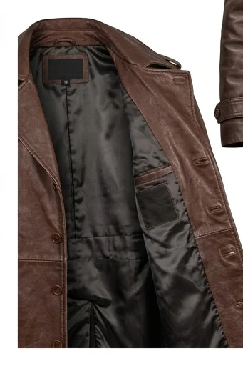 Men's Thomas Shelby Inspired Brown Leather Trench Coat - Image 5