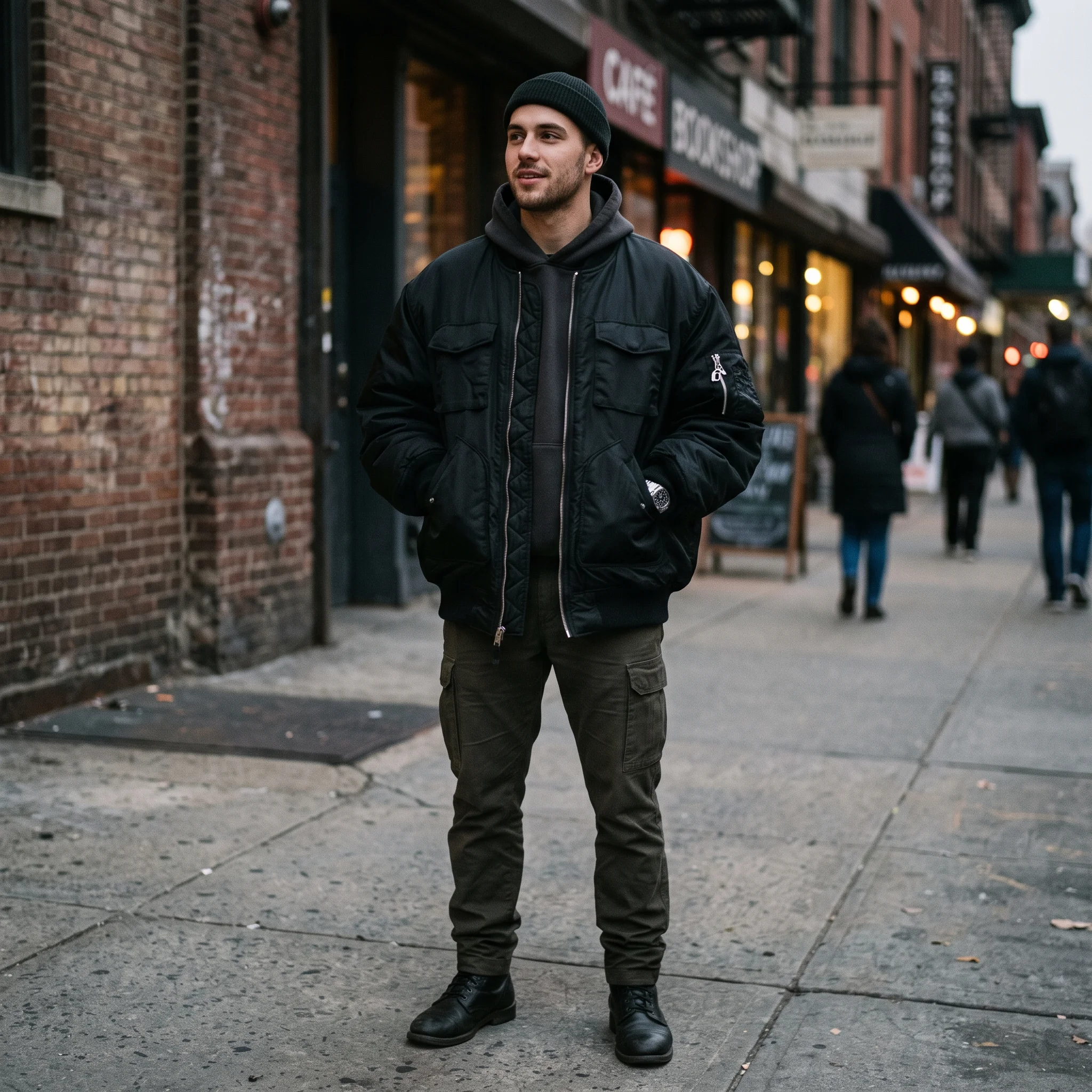 Men’s Black Oversized Military Bomber Jacket