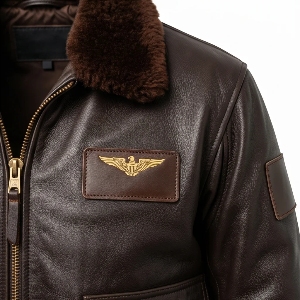 Top Gun Goose Inspired Men's Brown G-1 Bomber Leather Jacket - Image 4