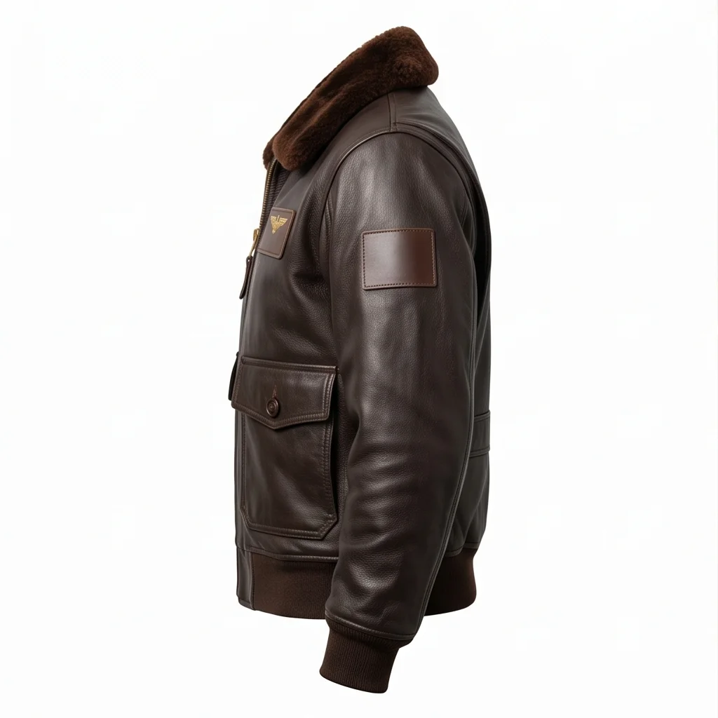 Top Gun Goose Inspired Men's Brown G-1 Bomber Leather Jacket - Image 5