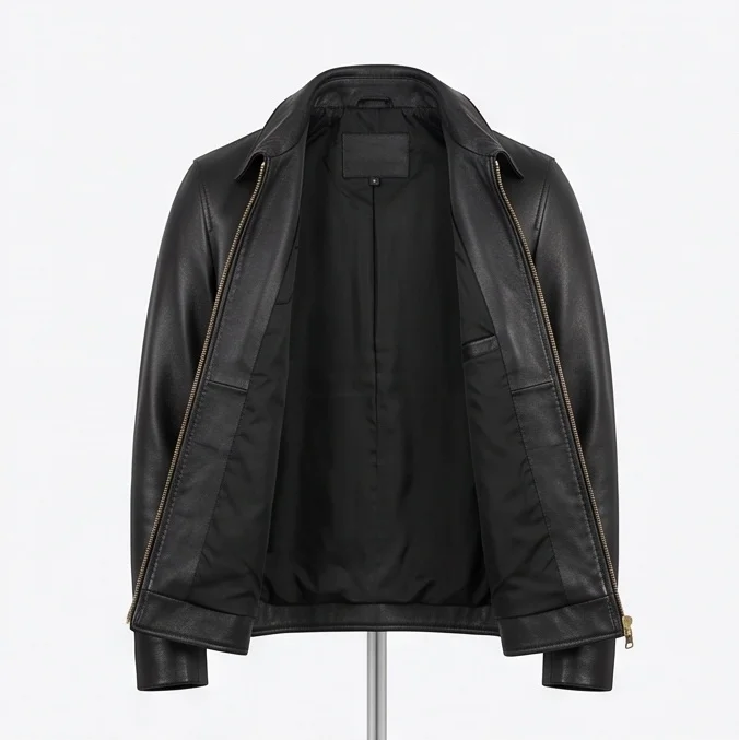 Patrick Bateman Inspired American Psycho Black Leather Jacket - Image 4