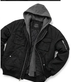Men’s Black Oversized Military Bomber Jacket - Image 2