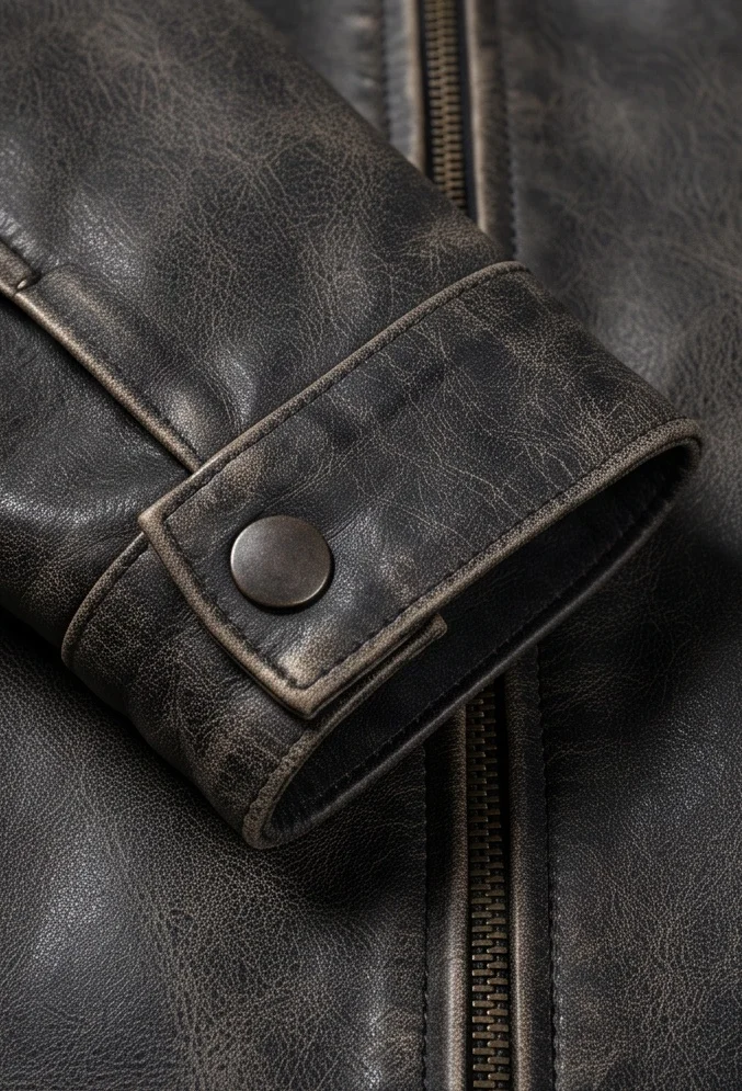 Men's Distressed Robert McCall Inspired Black Leather Jacket - Image 7