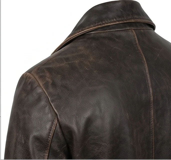Peaky Blinders Arthur Shelby Style Men's Long Leather Overcoat - Image 3