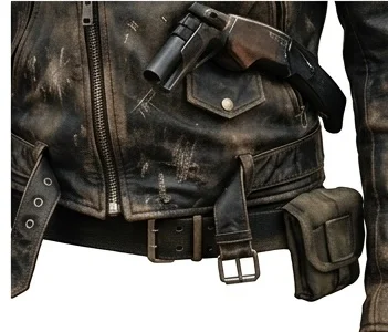 Men's Distressed Brown Leather Wasteland Rider Jacket with Shoulder Armor - Image 7