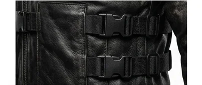Men's Rugged Military-Style Black Leather Utility Jacket - Image 4