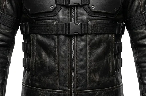 Men's Rugged Military-Style Black Leather Utility Jacket - Image 3