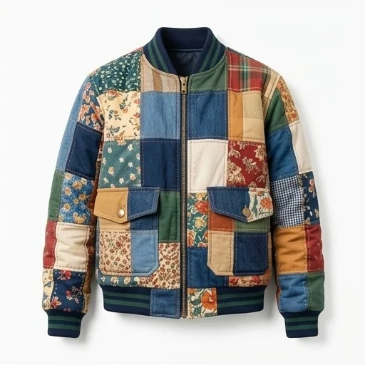 Women's Multicolor Patchwork Flight Bomber Jacket - Image 2