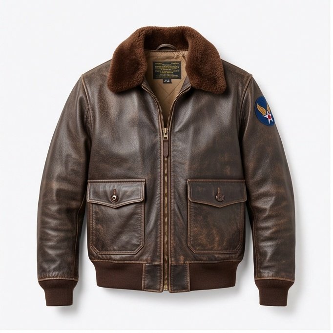 Women’s Vintage Distressed Brown Aviator Flight Leather Jacket - Image 6