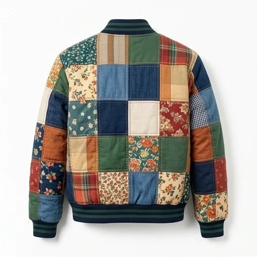 Women's Multicolor Patchwork Flight Bomber Jacket - Image 3