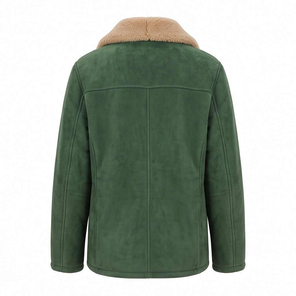 Women's Moss Green Suede Shearling Ranch Jacket - Image 4