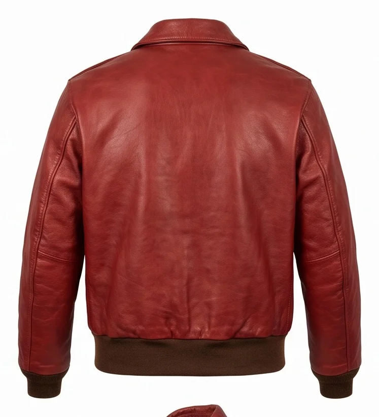 Women's Red Goatskin Leather Flight Jacket - Image 3