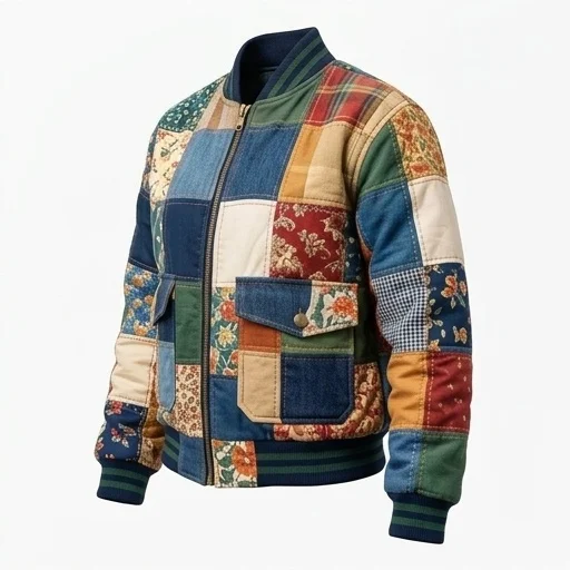 Women's Multicolor Patchwork Flight Bomber Jacket - Image 4