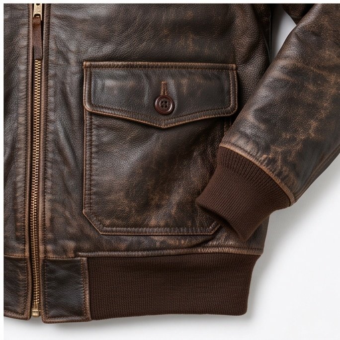 Women’s Vintage Distressed Brown Aviator Flight Leather Jacket - Image 2