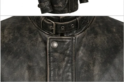 Men's Distressed Black Long Leather Trench Coat - Image 5