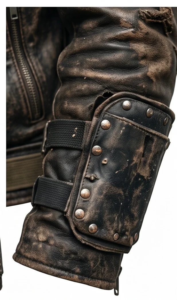 Men's Wasteland Survivor Distressed Leather Jacket - Image 2