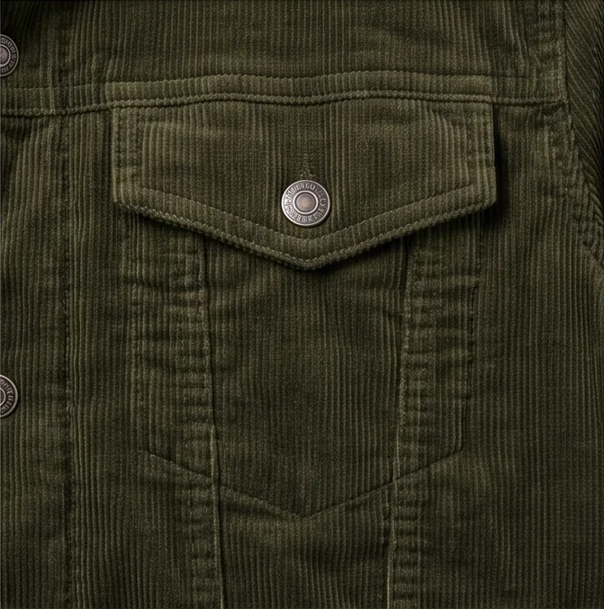 Women’s Olive Green Corduroy Shearling Trucker Jacket - Image 7