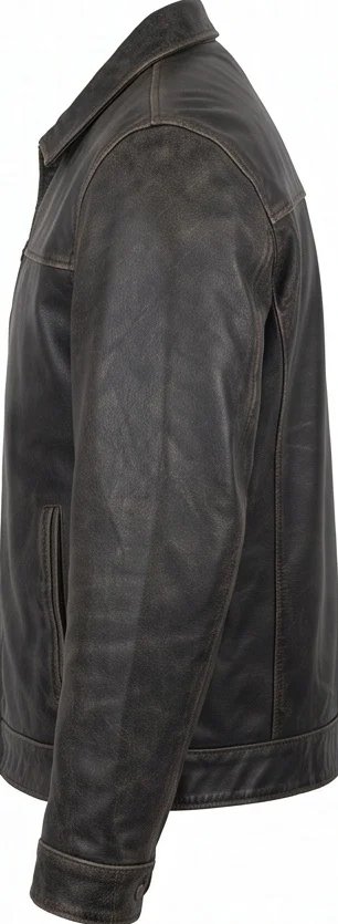 Men's Distressed Robert McCall Inspired Black Leather Jacket - Image 4