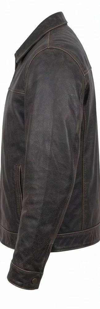 Men's Distressed Robert McCall Inspired Black Leather Jacket - Image 6
