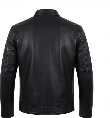 Men's Tyler Durden-Inspired Black Leather Jacket with Sleeve Stripes - Image 3