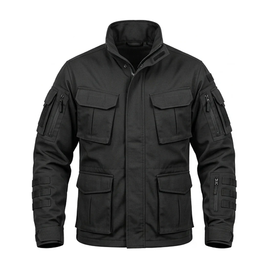 Men's Black Tactical Combat Jacket - Utility Gaming Streetwear - Image 2