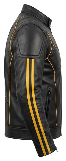 Scorpion Mortal Kombat 2 Inspired Black Leather Motorcycle Jacket - Image 6