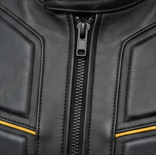 Scorpion Mortal Kombat 2 Inspired Black Leather Motorcycle Jacket - Image 4