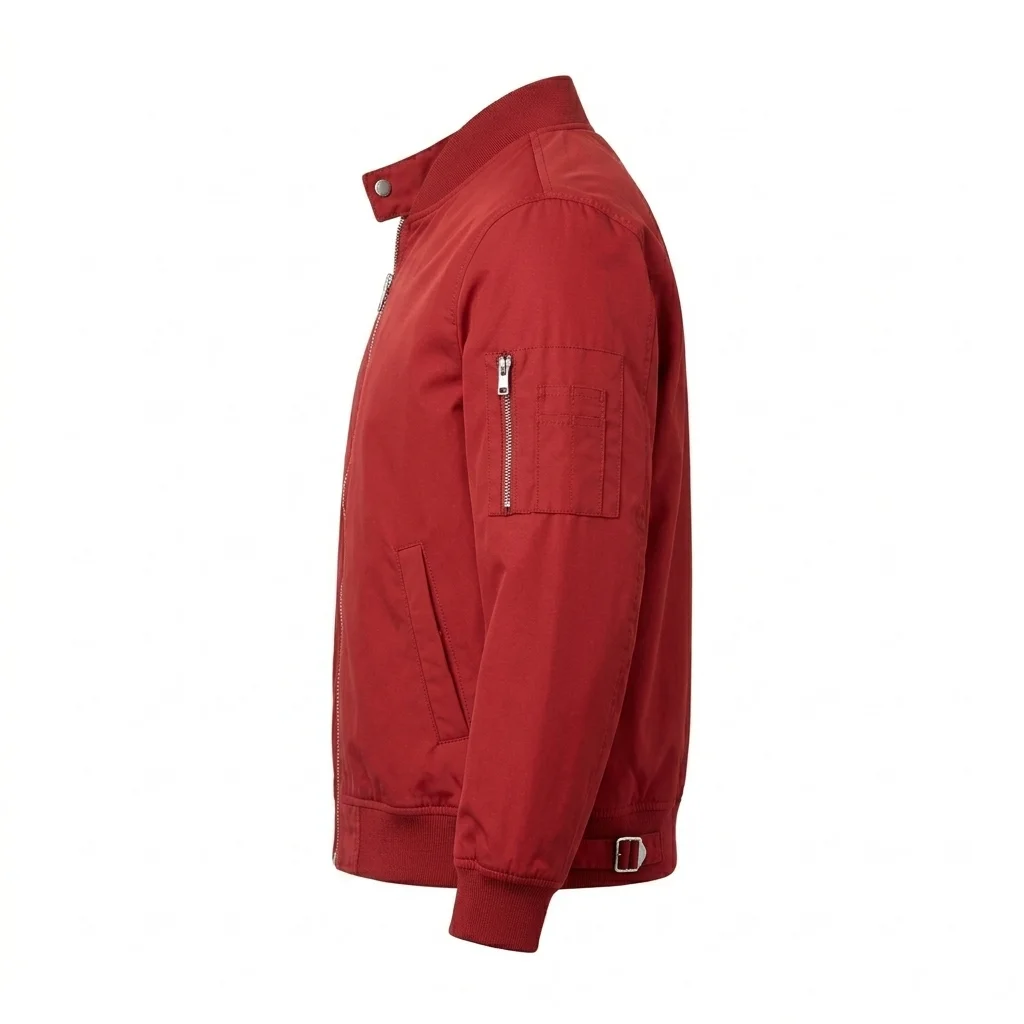 Bullet Train Inspired Ladybug Red Zip-Up Bomber Jacket for Men - Image 3